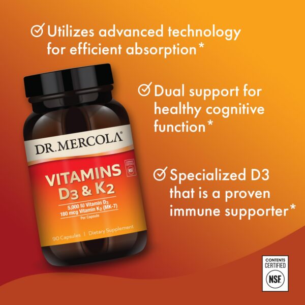 Caja Dr Mercola Vitaminas D3 y K2 90 cápsulas
