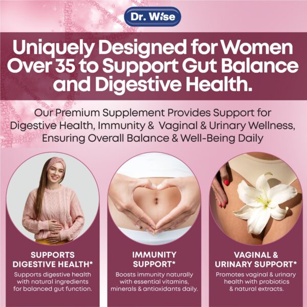 Caja Dr. Wise probiótico para mujeres con 60 cápsulas blancas