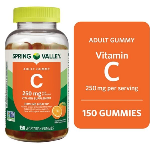 Caja y frasco de gomitas en estante