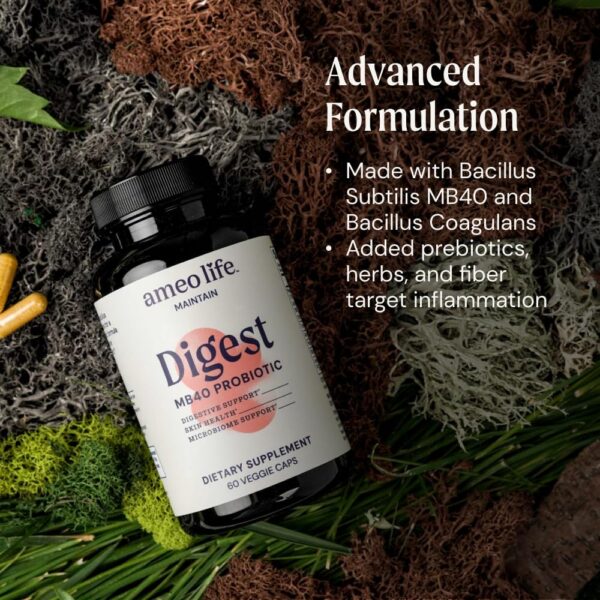 Caja frontal probiótico MB40 60 cápsulas Ameo Life