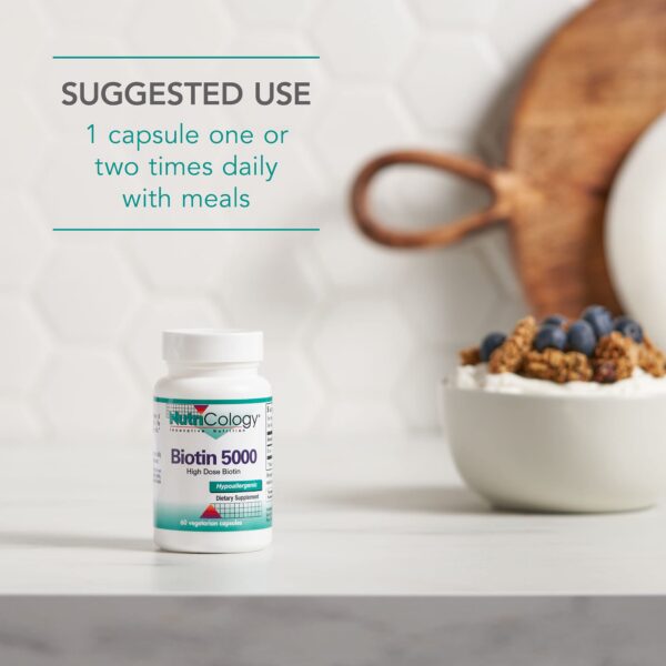Version 1.0.0 Caja frontal suplemento Biotina 5000 Nutricology