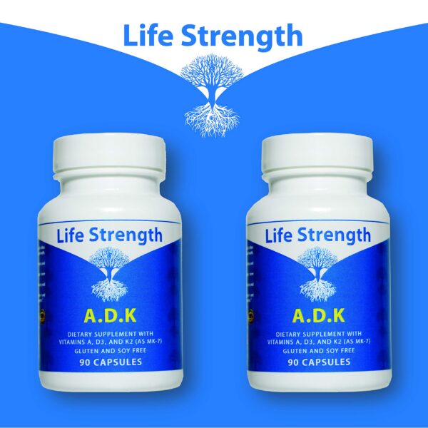 Caja LifeStrength ADK vitaminas A1 D3 K2 90 cápsulas