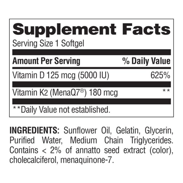Caja posterior vitaminas K2 D3 Nature's Wonder instrucciones