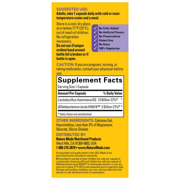 Caja producto Nature Made probióticos digestivos avanzada acción