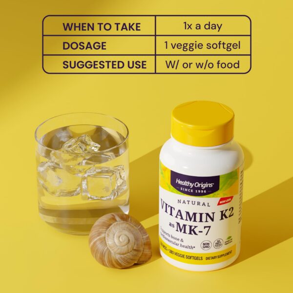 Caja de suplemento vitamina K2 Healthy Origins 180 cápsulas veganas