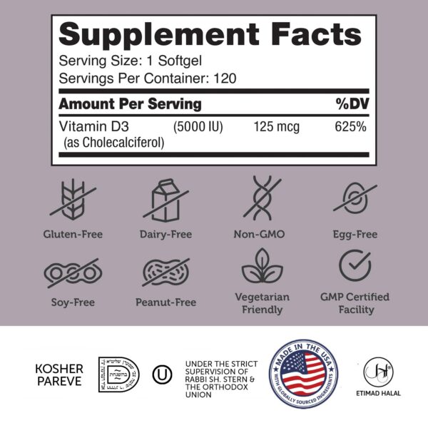 Caja supemento Zahler vitamina d3 5000 UI 120 softgels