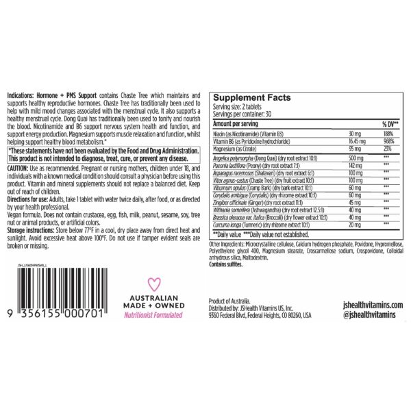 Caja de vitaminas JSHealth equilibrio hormonal femenino sin ingredientes artificiales