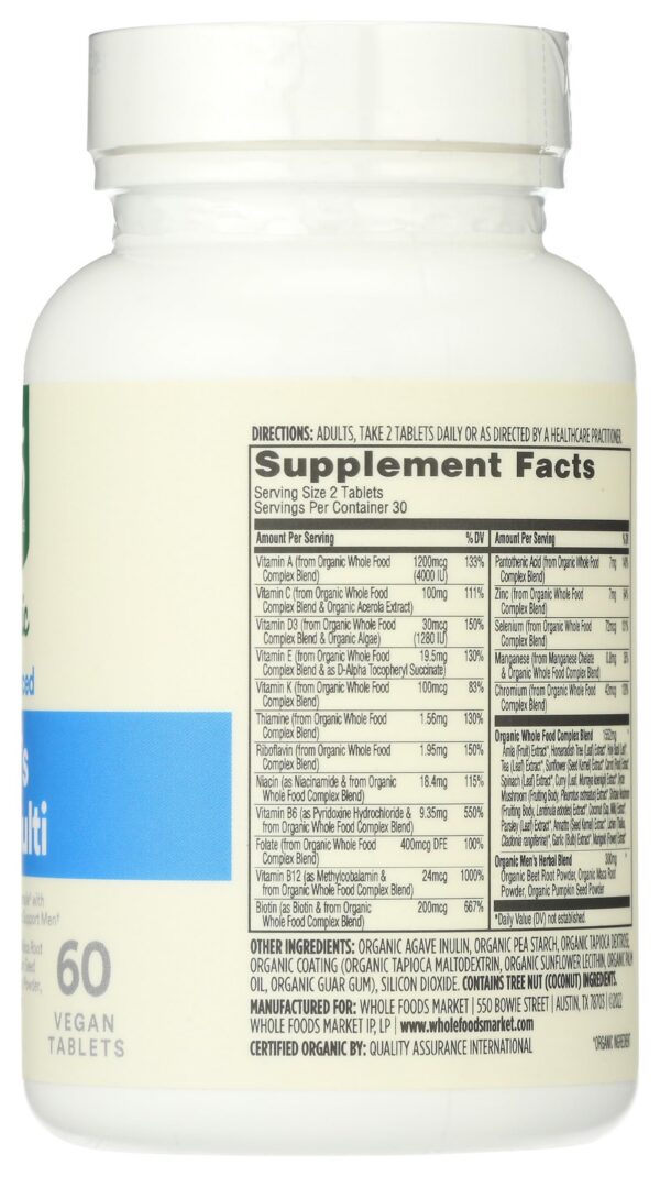 Caja Whole Foods multivitaminico hombres 40+ 60 cápsulas