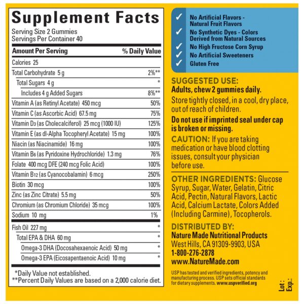 Cajas Nature Made Multivitamin para Hombre con Omega 3