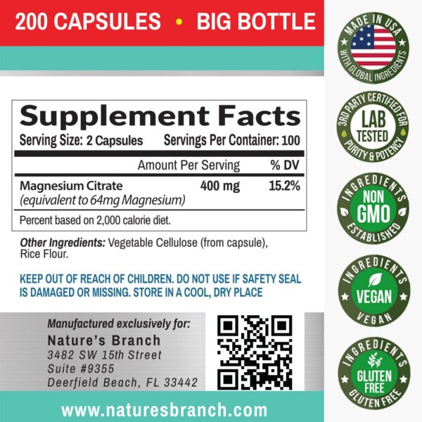 Calambres en piernas aliviados con magnesio en cápsulas Nature's Branch