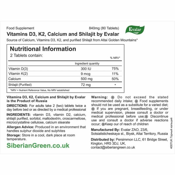 Version 1.0.0 Caja y blíster de calcio Altai Shilajit