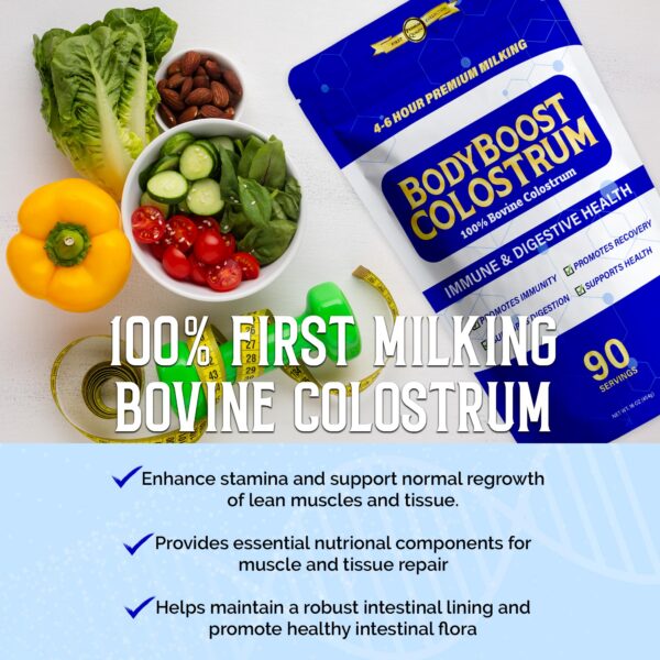 Calostro BodyBoost polvo 100% bovino envase con etiqueta