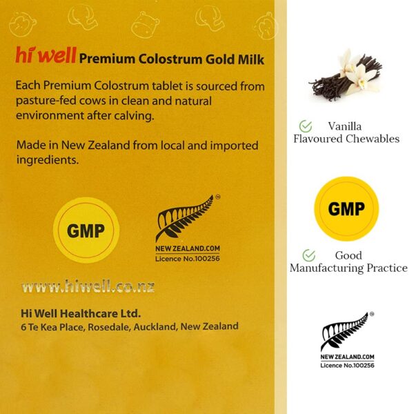 Version 1.0.0 Calostro oro Hi Well 200 tabletas alimentadas con pasto Nueva Zelanda