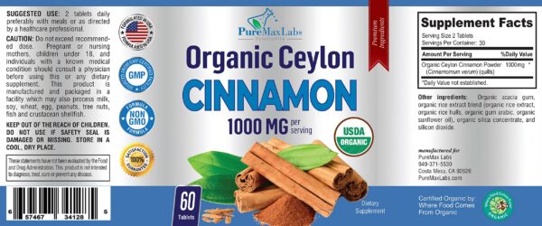 Canela de Ceilán en tabletas YUMMYVITE 60 unidades