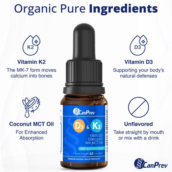 CanPrev suplemento fácil de tomar gotas D3 y K2