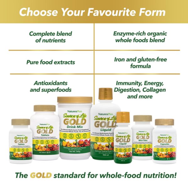 Cápsula individual Natures Plus Source of Life Gold multivitamínico vegetariano