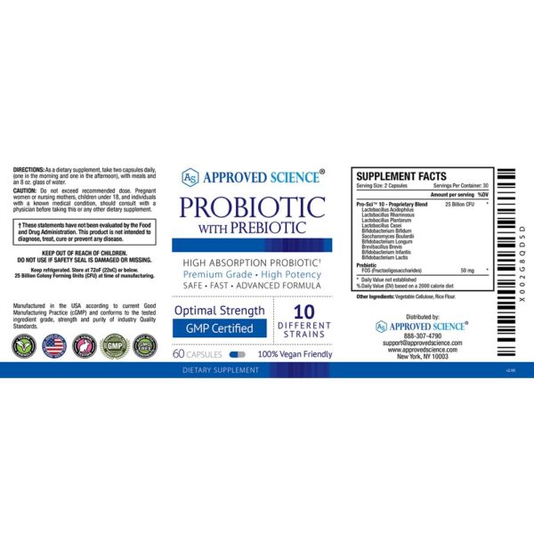 Version 1.0.0 Productos Approved Science probiótico y prebiótico