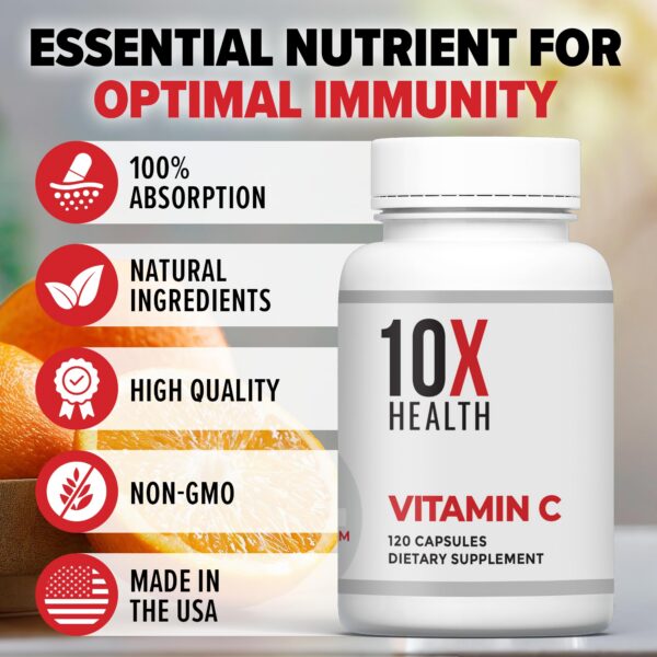 Cápsulas 10X Health Vitamina C 1000mg para apoyo sistema inmune