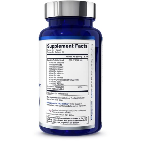 Beneficios de probióticos 1MD Nutrition para digestión y salud general