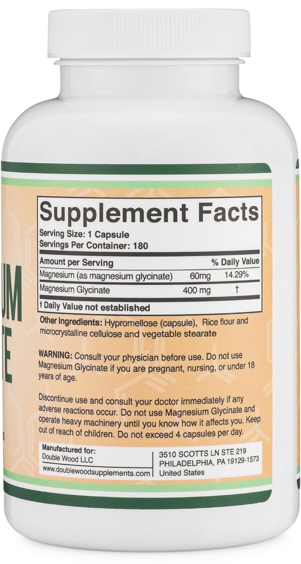 Cápsulas 400mg magnesio glicinato fabricadas y probadas en USA