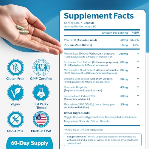 Cápsulas de 60 días de extracto de hoja de gordolobo