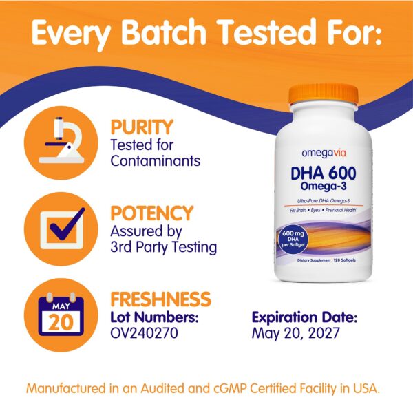 Version 1.0.0 Cápsulas de aceite de pescado puro de OmegaVia DHA 600