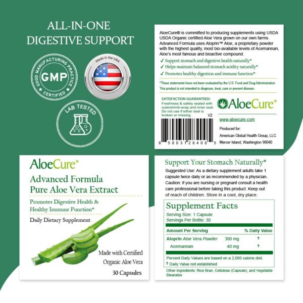 Cápsulas AloeCure equilibran flora intestinal para una digestión óptima y sana