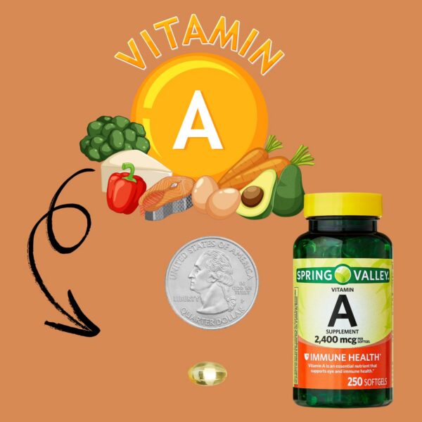 Cápsulas para apoyo diario con Vitamina A Spring Valley