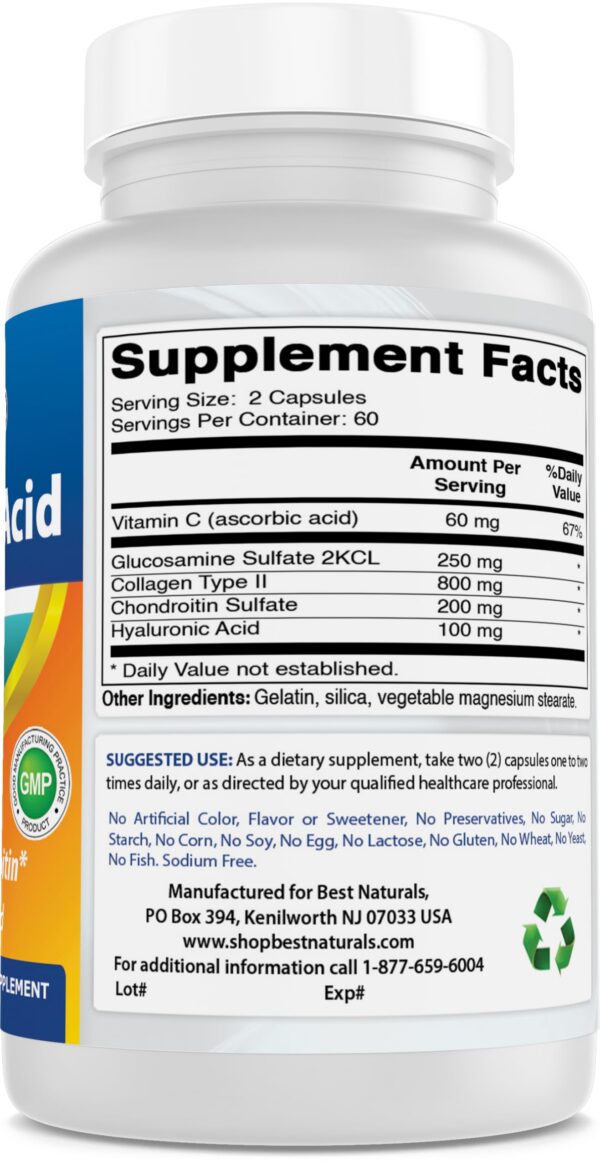 Cápsulas para articulaciones saludables Best Naturals ácido hialurónico