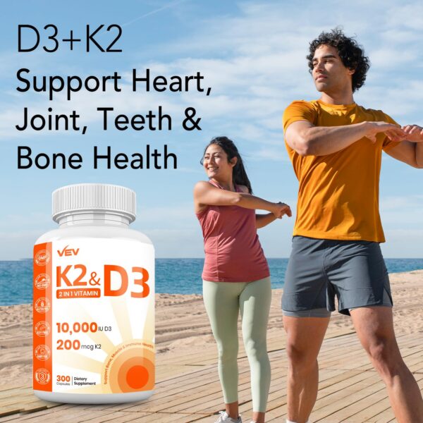 Cápsulas blancas de vitamina D3 K2 VEV