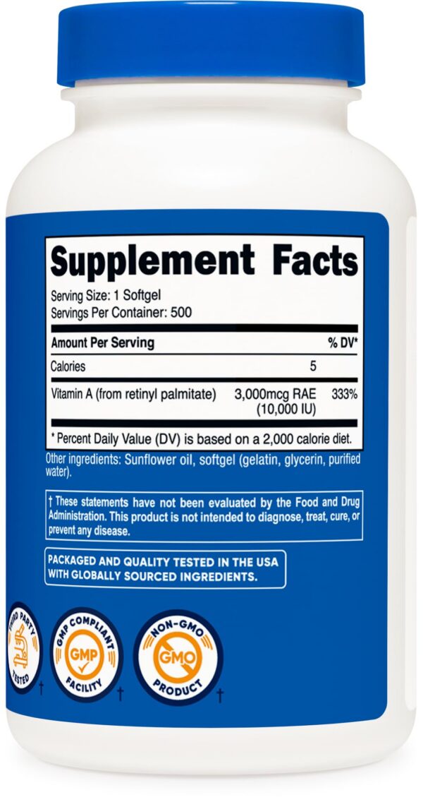 Cápsulas blandas Nutricost vitamina A sin gluten no OMG