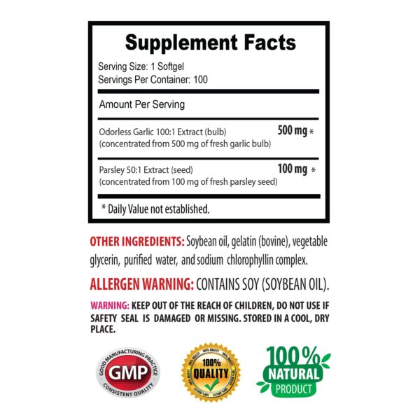 cápsulas blandas sin olor ajo perejil salud general