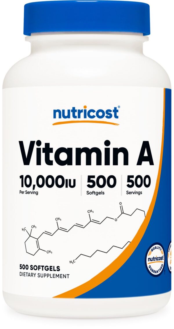 Version 1.0.0 Nutricost botella vitamina a 10000 iu lado
