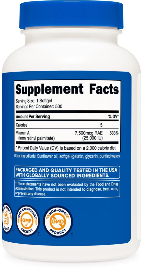 Cápsulas blandas Vitamina A Nutricost 25000 UI