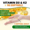 Cápsulas blandas vitamina D3 K2 NoMiLu para 3 meses