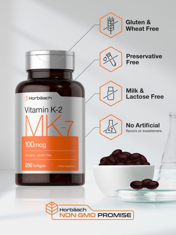 Cápsulas blandas vitamina k2 Horbäach sin ingredientes artificiales