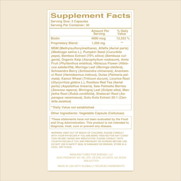 Cápsulas para cabello Shedavi 60 unidades