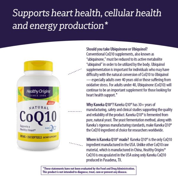 Cápsulas CoQ10 Healthy Origins sin gluten para bienestar y energía