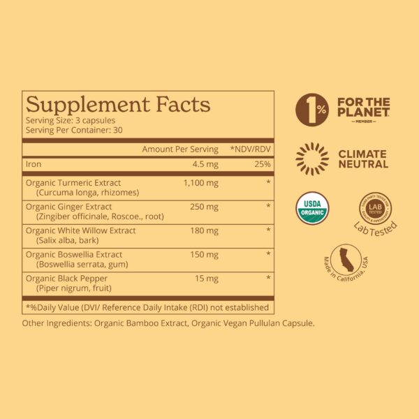 cápsulas de cúrcuma calgee con ingredientes orgánicos naturales