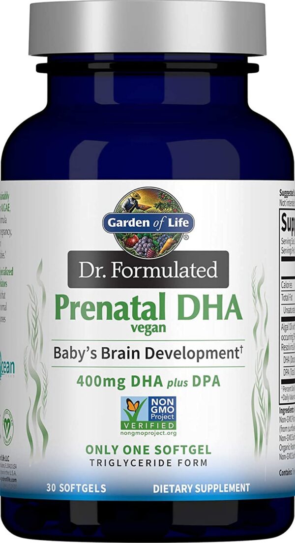 Detalle etiquetas Garden of Life Organics vitamina prenatal