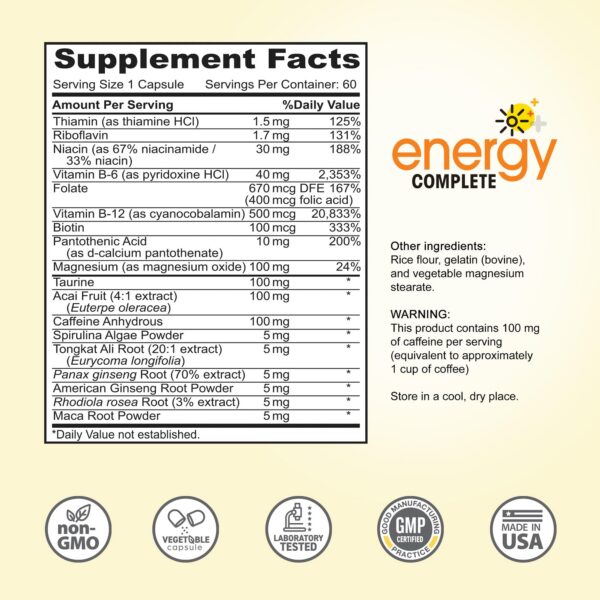 Cápsulas diarias Energy Complete 18 en 1 para energía y enfoque
