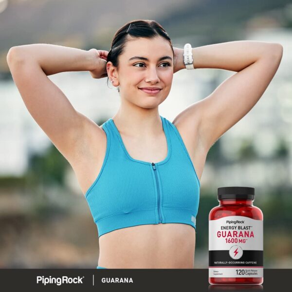 Cápsulas encapsuladas Guaraná Piping Rock para energía rápida