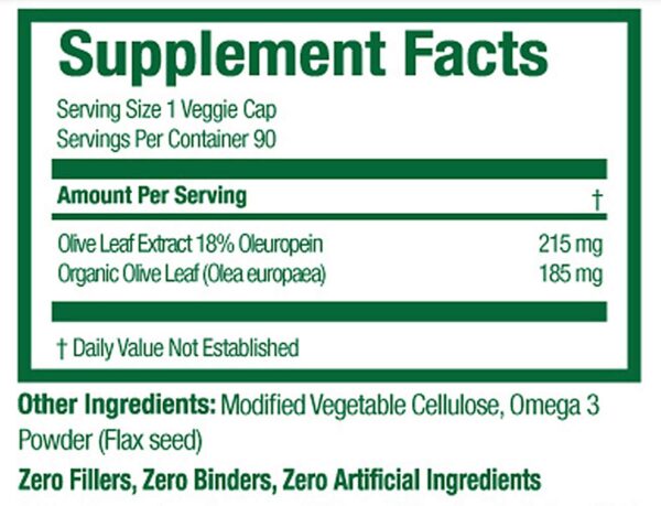 Cápsulas de espectro completo extracto hoja de olivo orgánico