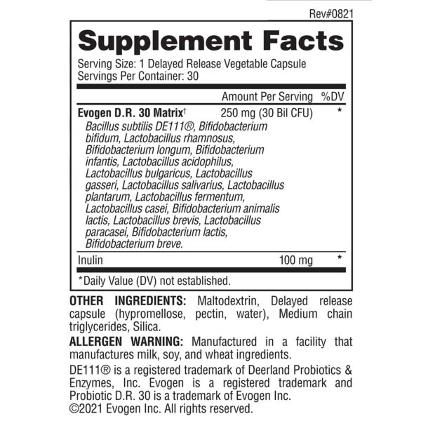 Cápsulas Evogen Probiótico D.R. 30 suplemento para la salud