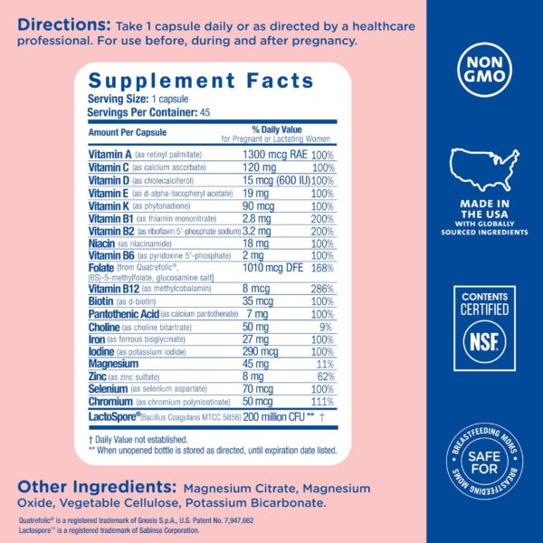 Cápsulas fáciles de tragar multivitaminas Mommy's Bliss prenatal