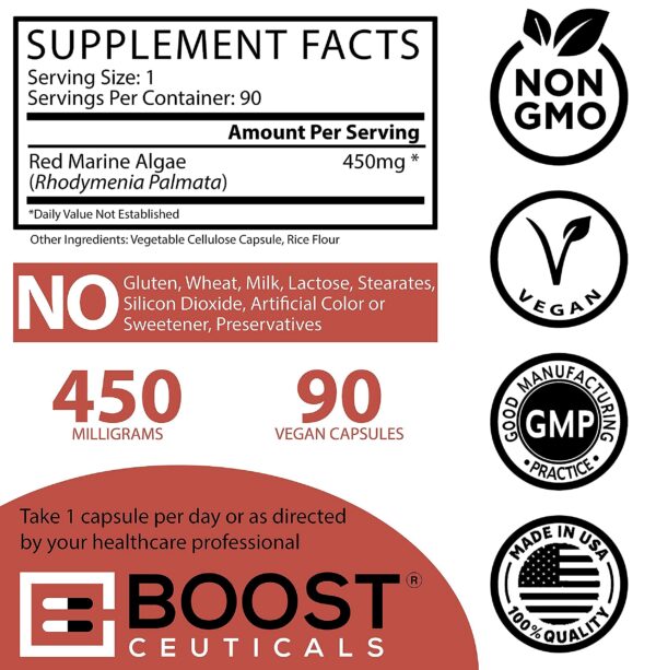 Cápsulas de ganoderma y algas rojas BoostCeuticals para salud