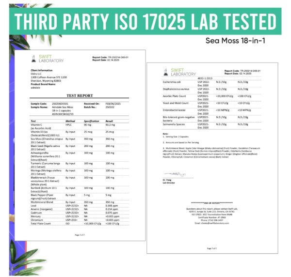 Cápsulas naturales con mezcla de hierbas y vitaminas Sea Moss