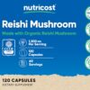 Cápsulas Nutricost hongo reishi orgánico para salud