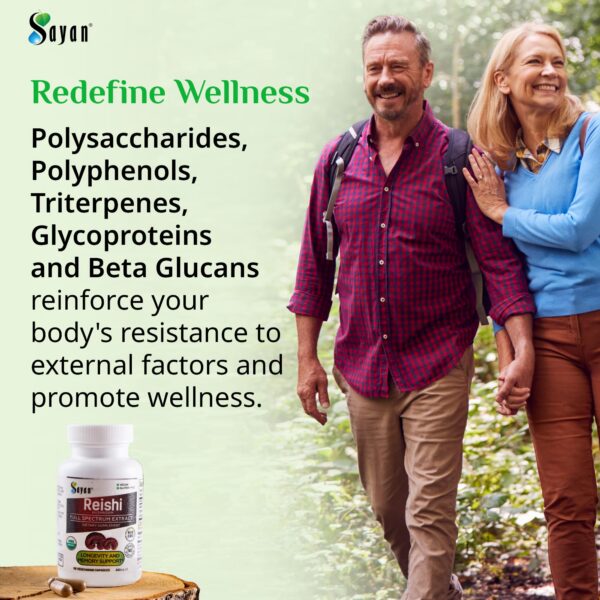 Cápsulas hongo Reishi vegano sin aditivos Sayan suplemento