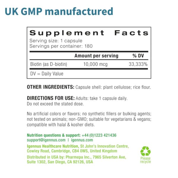 Cápsulas Igennus biotina extra fuerza para una dosis efectiva